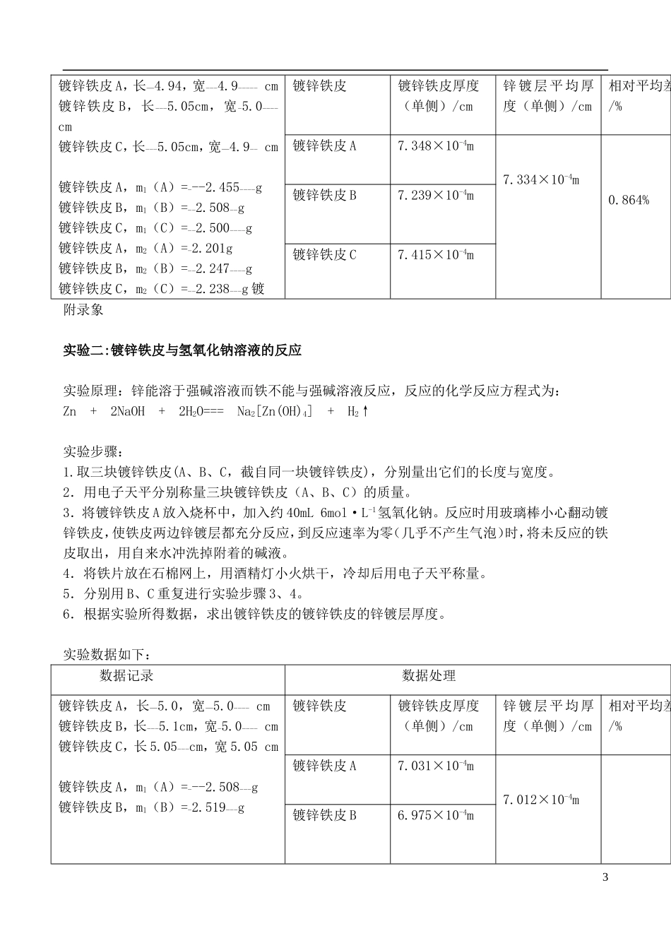 高中化学 6.2 镀锌铁皮锌镀层厚度的测定教案3 苏教版选修6-苏教版高中选修6化学教案_第3页