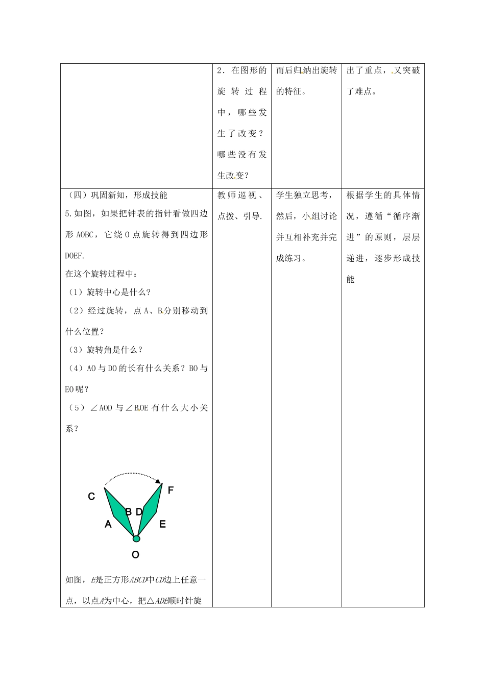 江苏省如东县马塘镇邱升中学九年级数学上册 旋转的性质教学设计 新人教版_第3页