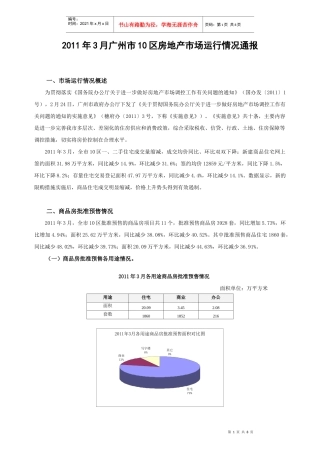 XXXX年3月广州市10区房地产市场运行情况通报