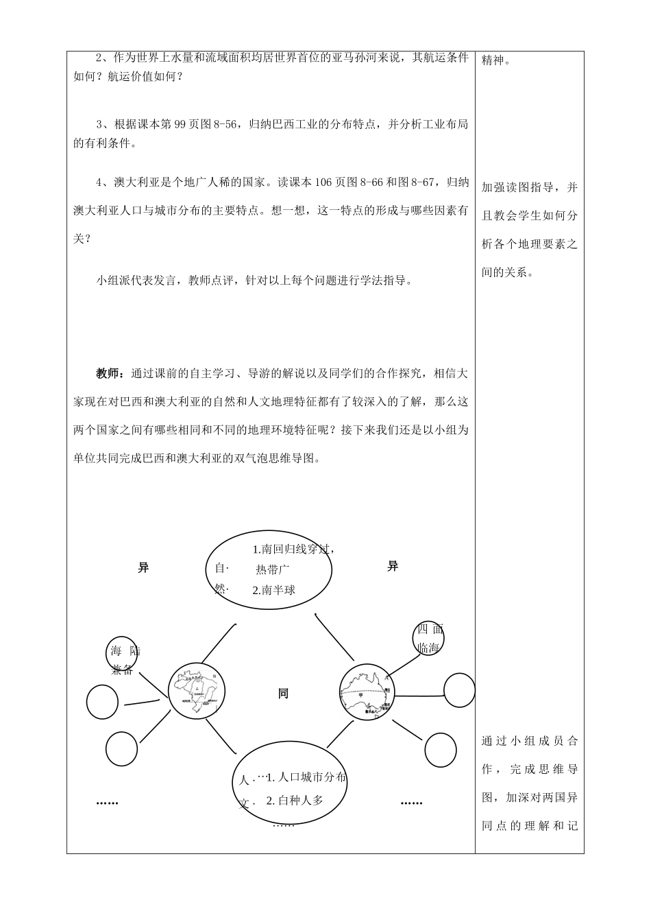 八年级地理 第八章《巴西与澳大利亚》会考复习教学设计-人教版初中八年级全册地理教案_第2页