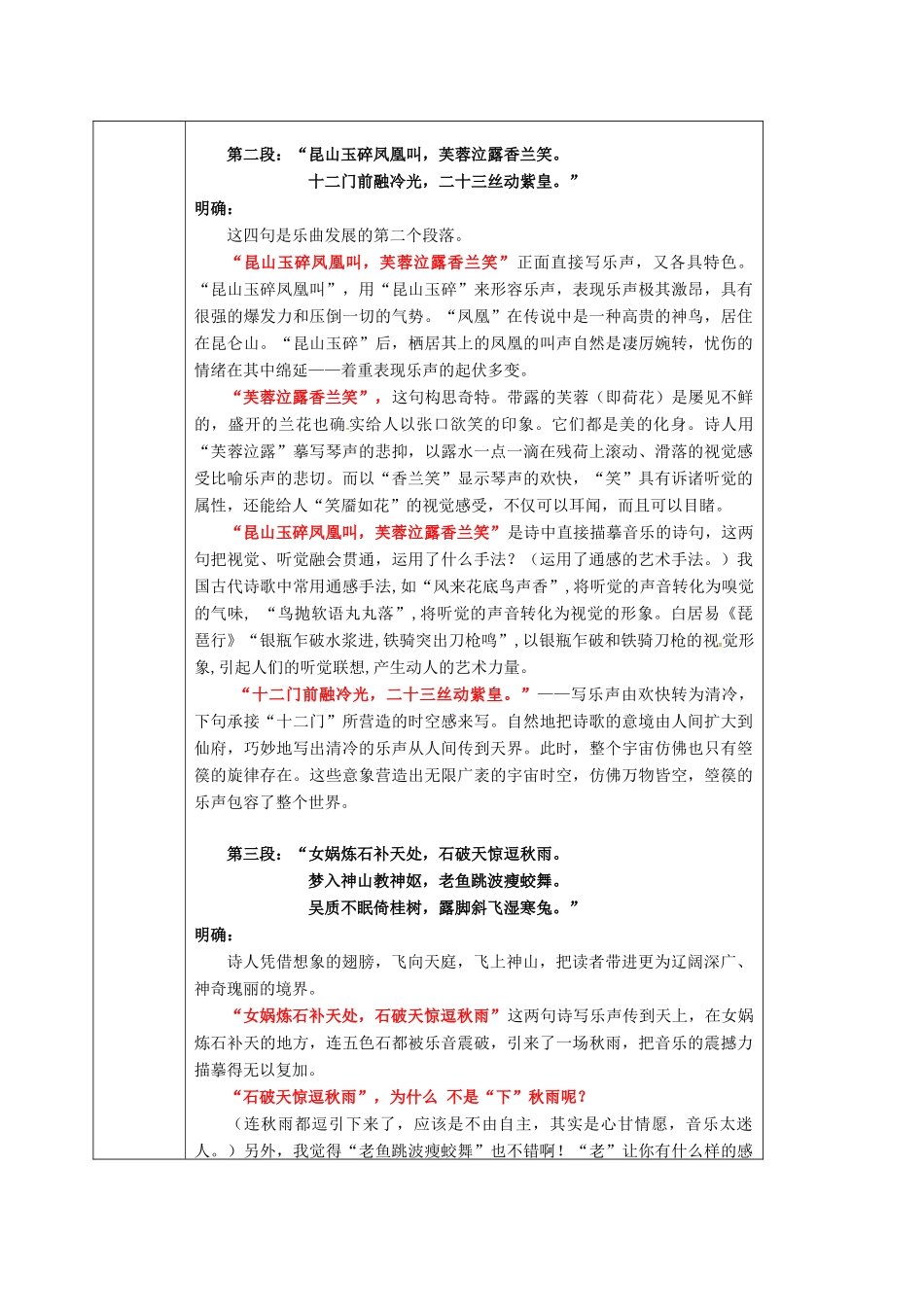 高中语文 3.3李凭箜篌引教案 新人教版选修《中国古代诗歌散文欣赏》-新人教版高二《中国古代诗歌散文欣赏》语文教案_第3页