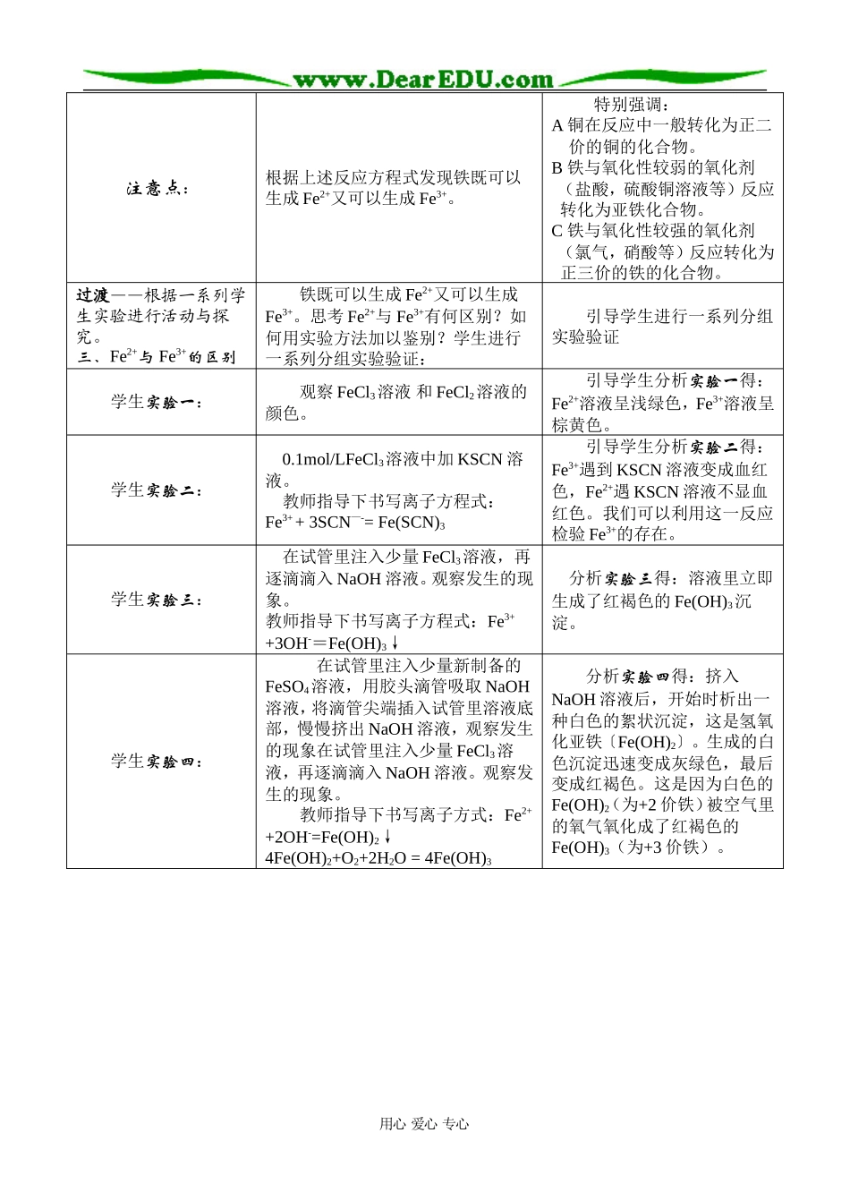 高中化学《铁、铜及其化合物的应用》教学分析与设计必修一_第3页