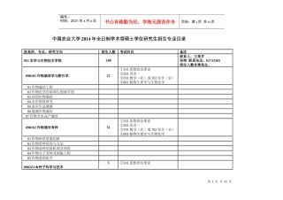 中国农业大学XXXX年考研资料学术型