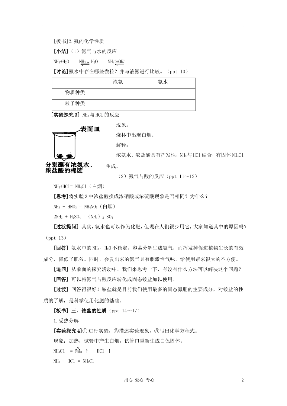 高中化学 专题4 硫、氮和可持续发展 第二单元 生产生活中的含氮化合物教案（2） 苏教版必修1_第2页
