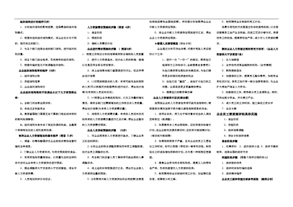 人力资源管理师二级简答题重点_第1页