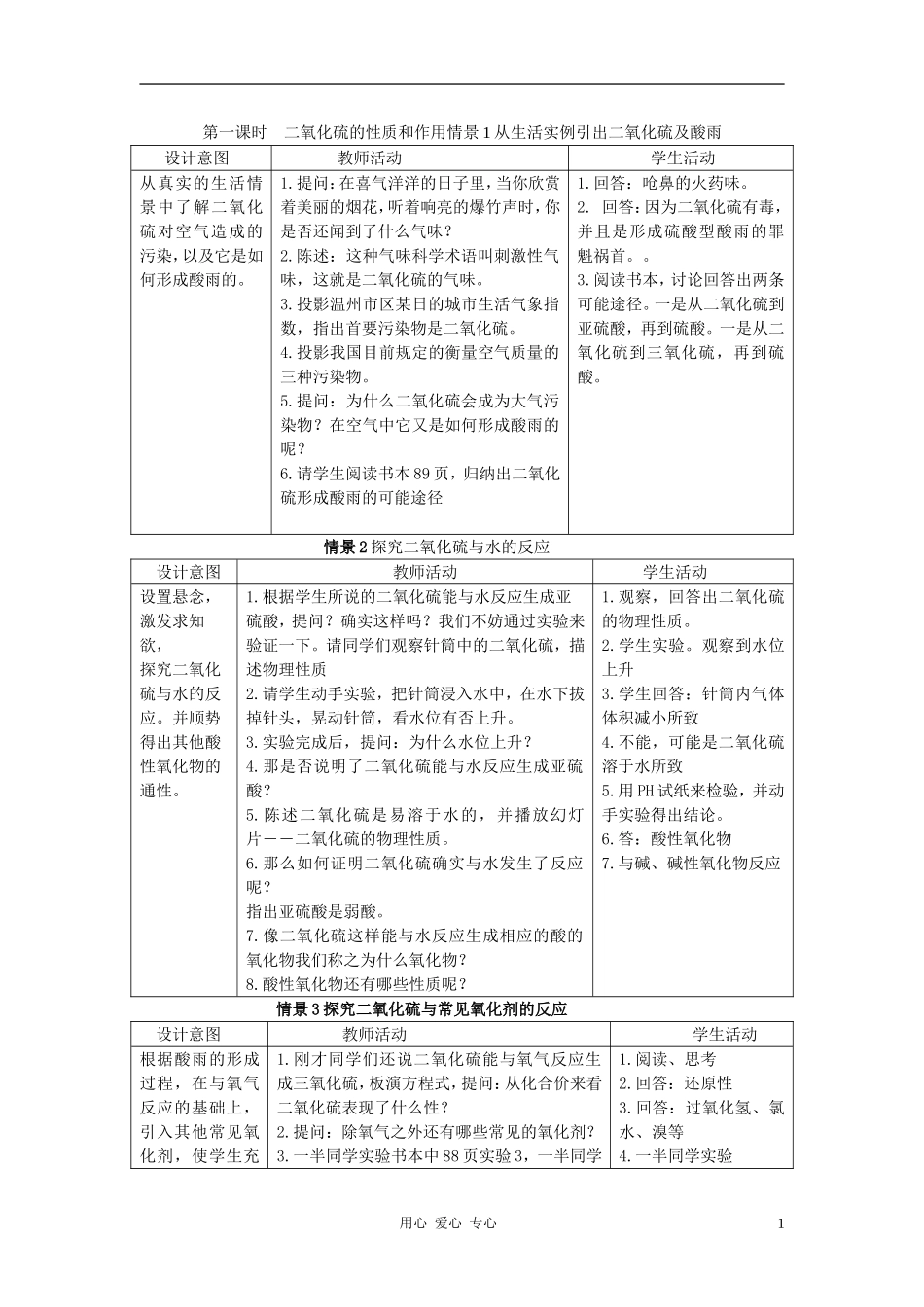 高中化学 专题4 硫、氮和可持续发展 第一单元 含硫化合物的性质和应用教案（5） 苏教版必修1_第1页