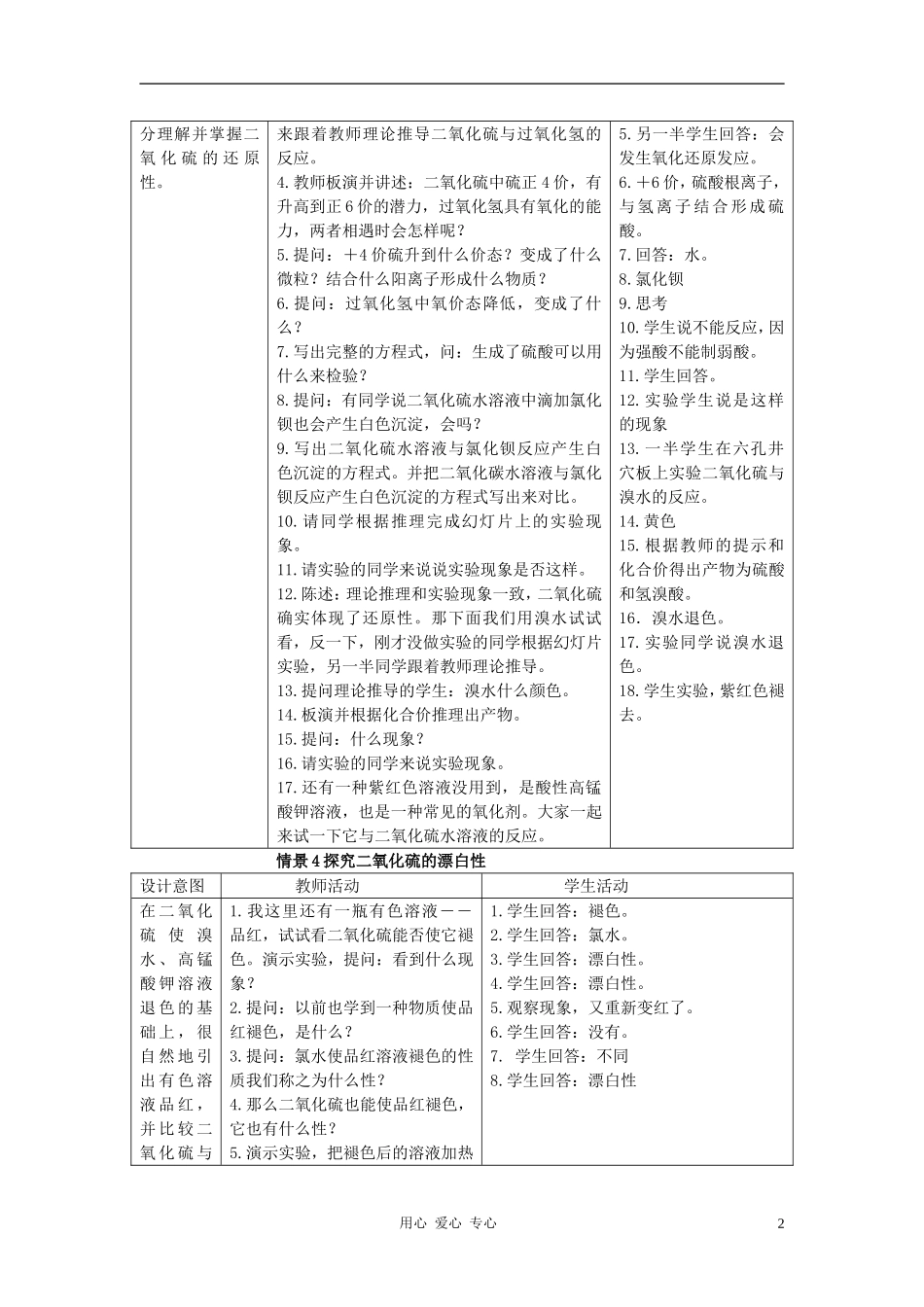 高中化学 专题4 硫、氮和可持续发展 第一单元 含硫化合物的性质和应用教案（5） 苏教版必修1_第2页
