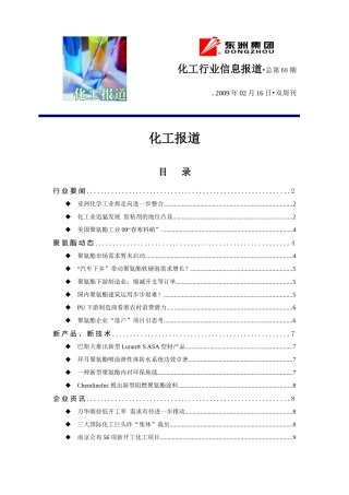 化工行业信息报道 总第68期 化工报道