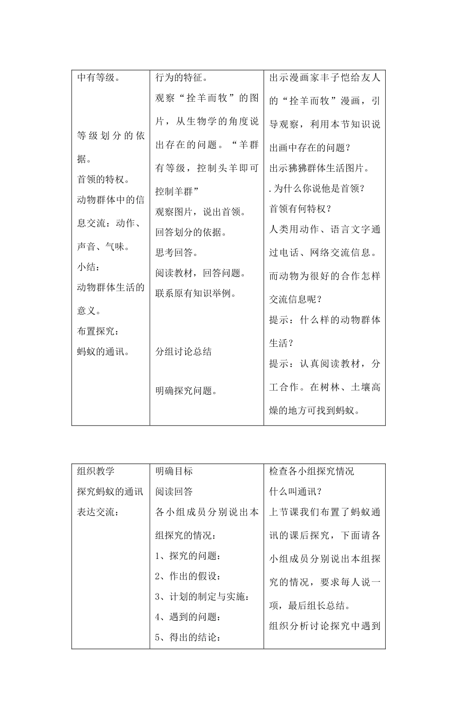 八年级生物上册 5.2.3 社会行为教案1 （新版）新人教版_第3页