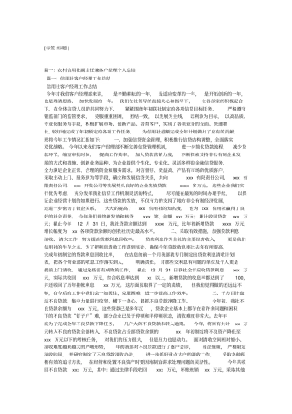 信用社副主任工作总结