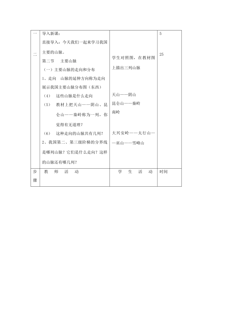 八年级地理上册 第一节《中国的地形》教案2 湘教版_第3页