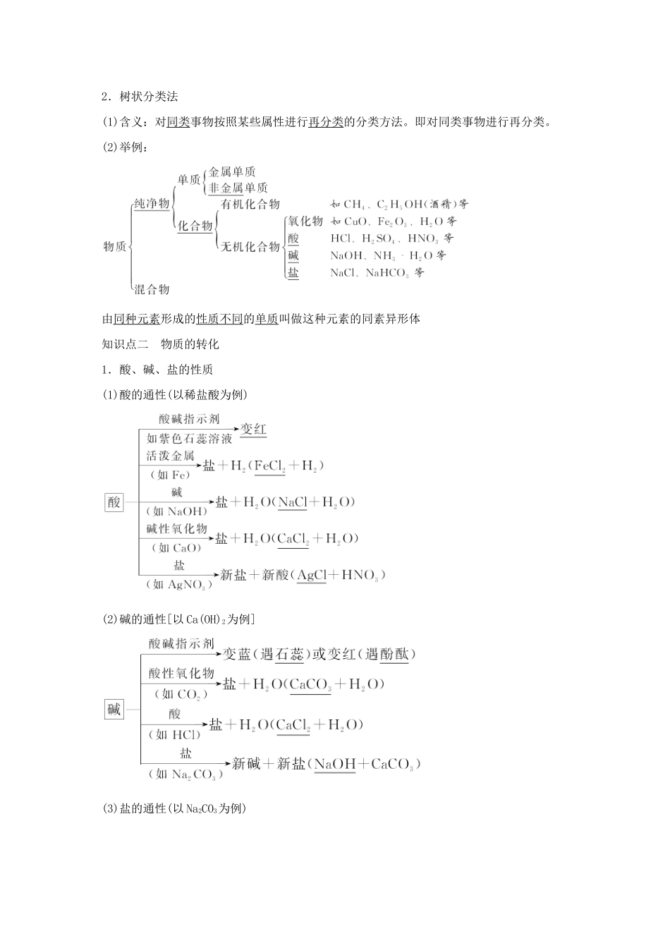 高中化学 第1章 第1节 第1课时 物质的分类及物质的转化教案 新人教版必修第一册-新人教版高一第一册化学教案_第2页