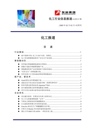 化工行业信息报道 总第67期 化工报道