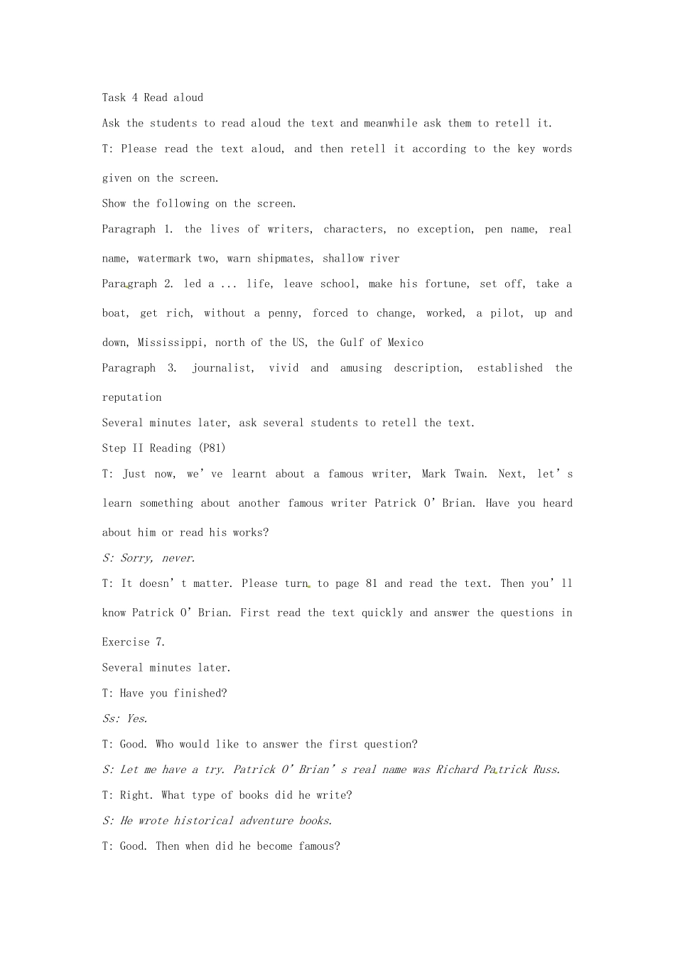 高中英语 Module3 TheFourth Period ExtensiveReading教案 外研版必修5-外研版高二必修5英语教案_第3页