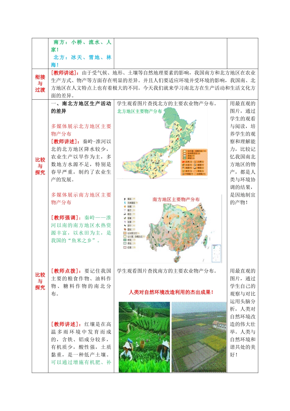 八年级地理下册 第五单元 第2课 北方地区和南方地区（第2课时）教案1 商务星球版_第2页