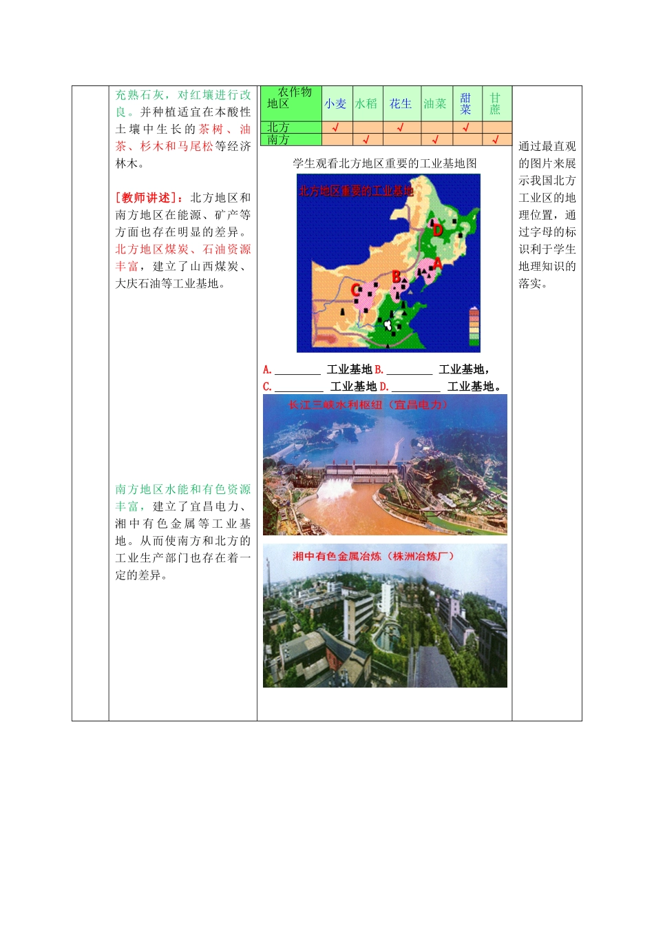 八年级地理下册 第五单元 第2课 北方地区和南方地区（第2课时）教案1 商务星球版_第3页