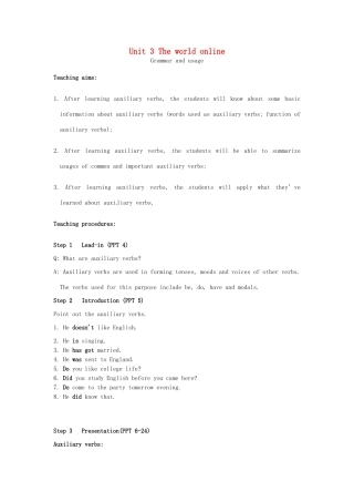 高中英语 Unit3 Grammar and usage教案 牛津译林版选修7-牛津版高二选修7英语教案