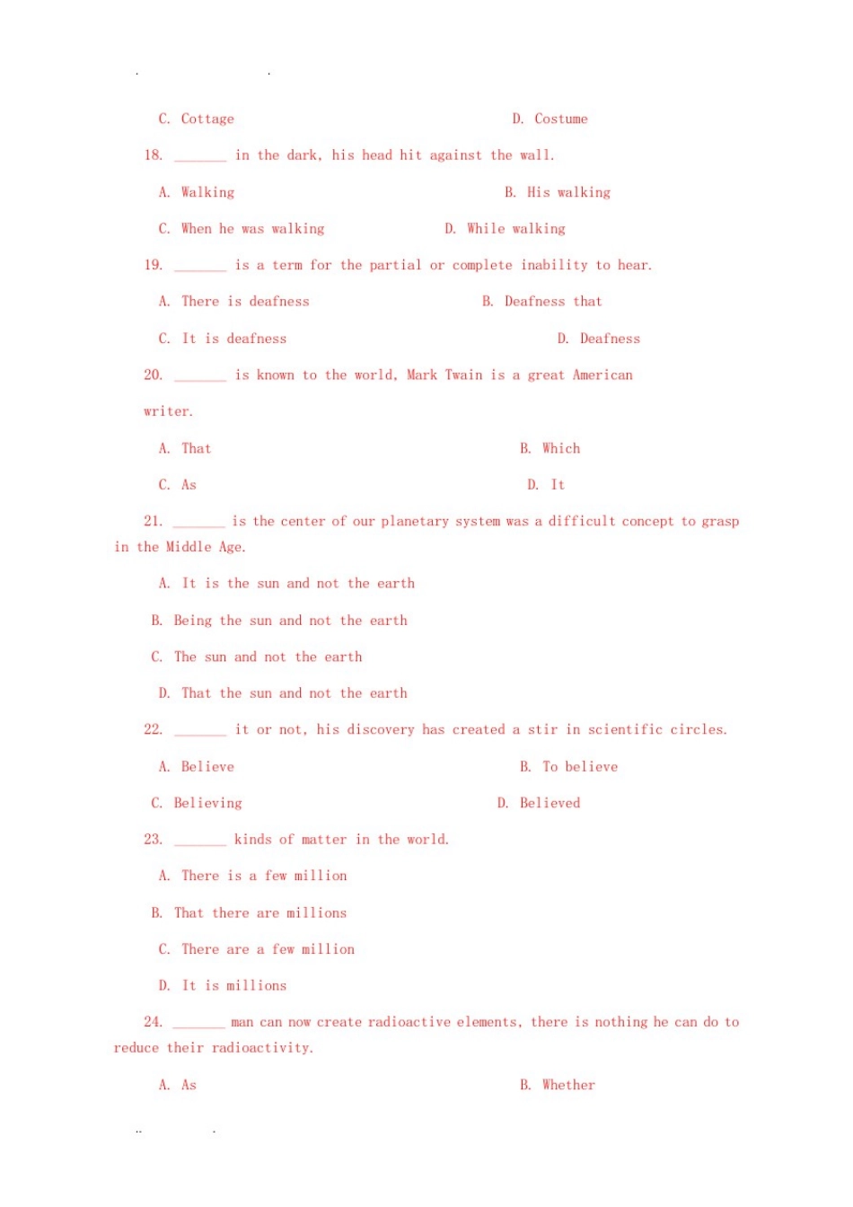 成人学位英语语法词汇综合练习及详解(一)_第3页