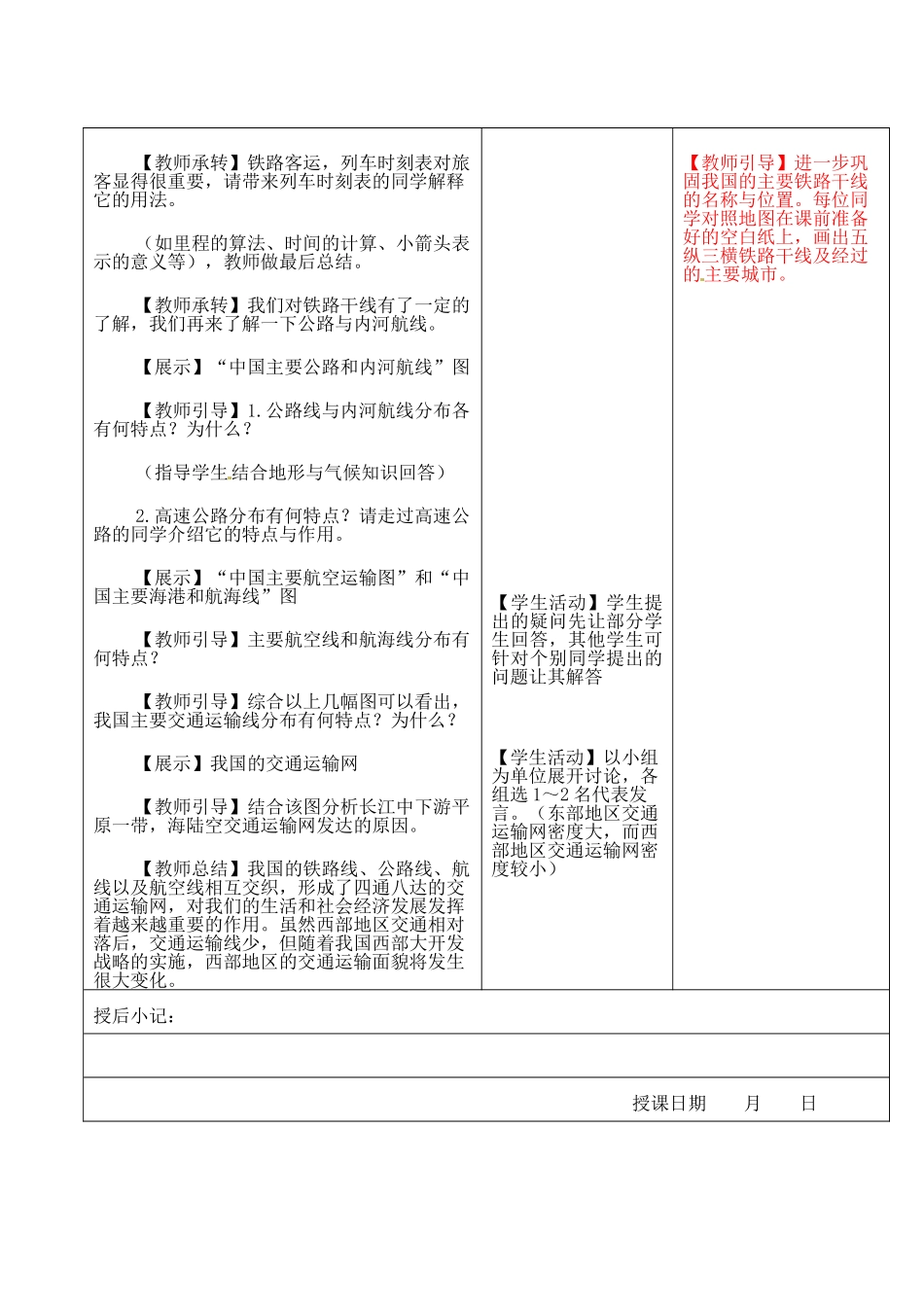 江苏省昆山市锦溪中学八年级地理上册 4-1 交通运输（第二课时）教案 （新版）新人教版_第2页