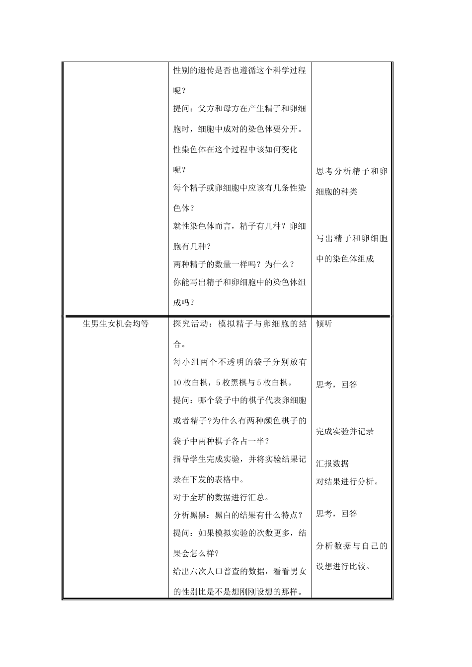 八年级生物上册 第6单元 第20章 第4节 性别和性别决定教案 （新版）北师大版-（新版）北师大版初中八年级上册生物教案_第2页