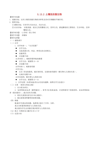 江苏省丹阳市云阳学校七年级生物下册 5.13.2 土壤里的微生物教案2 苏科版