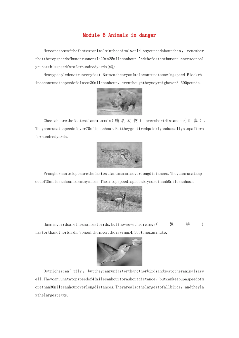 高中英语 Module 6 Animals in danger Period One Introduction  Reading—Pre-reading教案（含解析）外研版必修5-外研版高二必修5英语教案_第1页