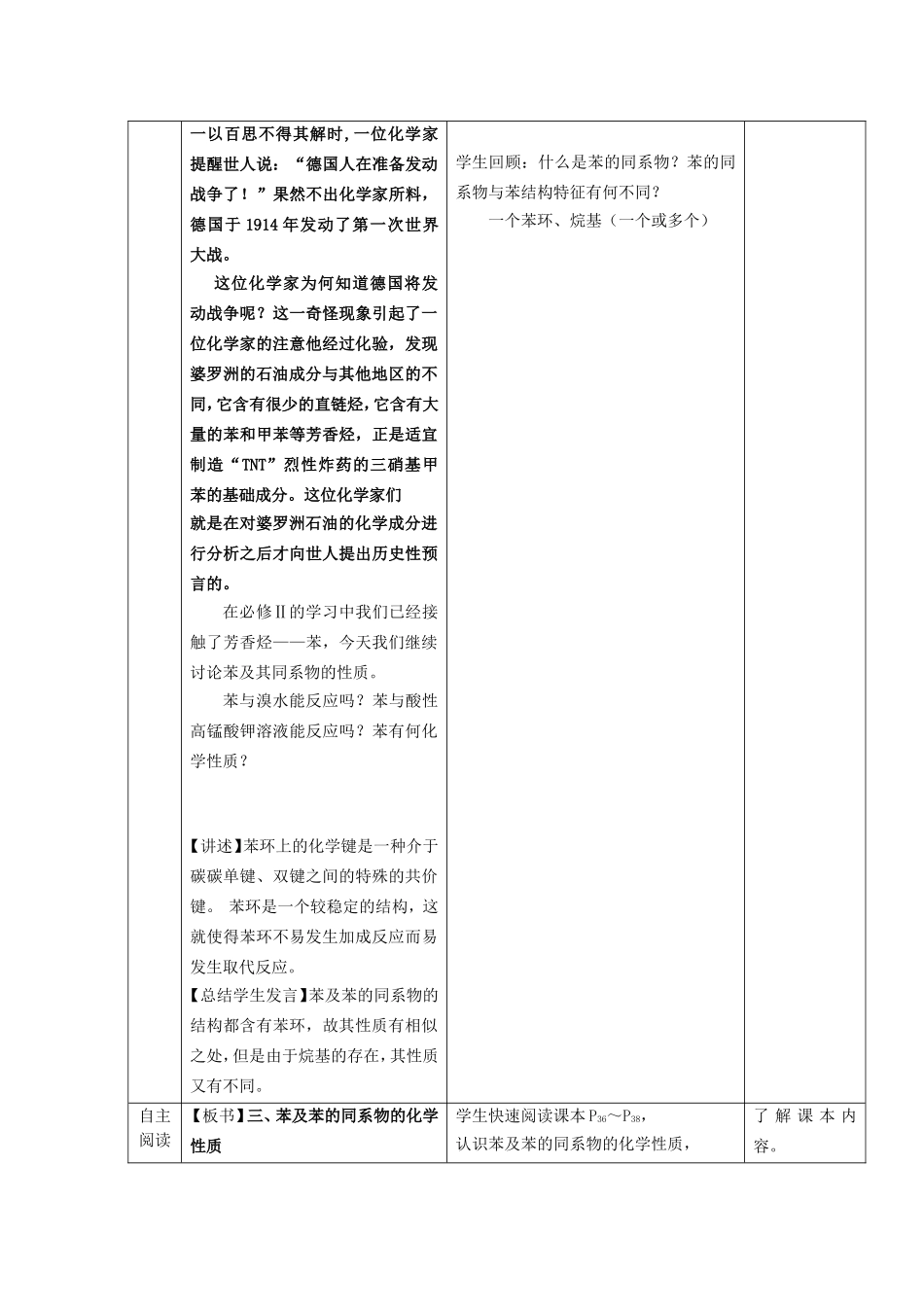 高中化学 第1章 第3节 烃 第3课时 苯及其同系物的化学性质教案 鲁科版选修5-鲁科版高二选修5化学教案_第2页