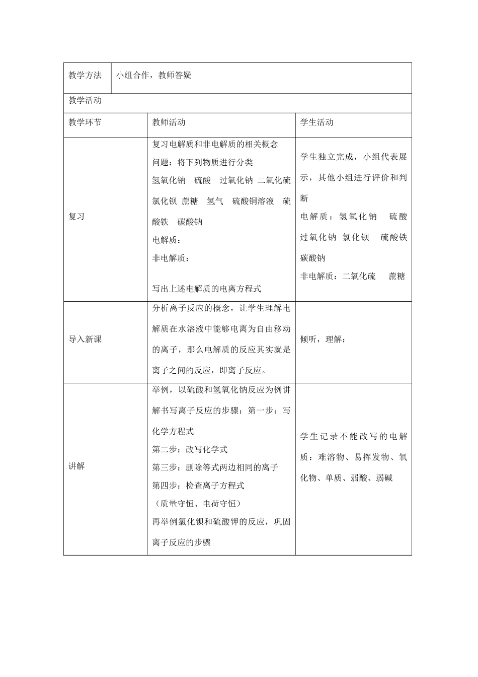 高中化学 2.2 电解质教学设计1 鲁科版必修1-鲁科版高一必修1化学教案_第2页