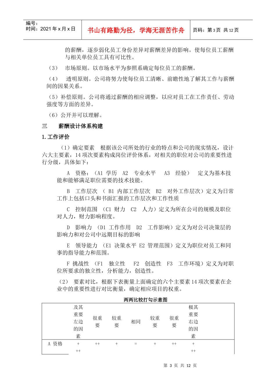 ××药业有限公司薪酬体系设计（DOC12页）_第3页