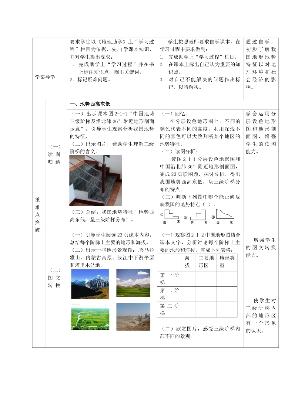 八年级地理上册 第2章 第1节 地形地势特征（第1课时）教案 （新版）商务星球版_第2页