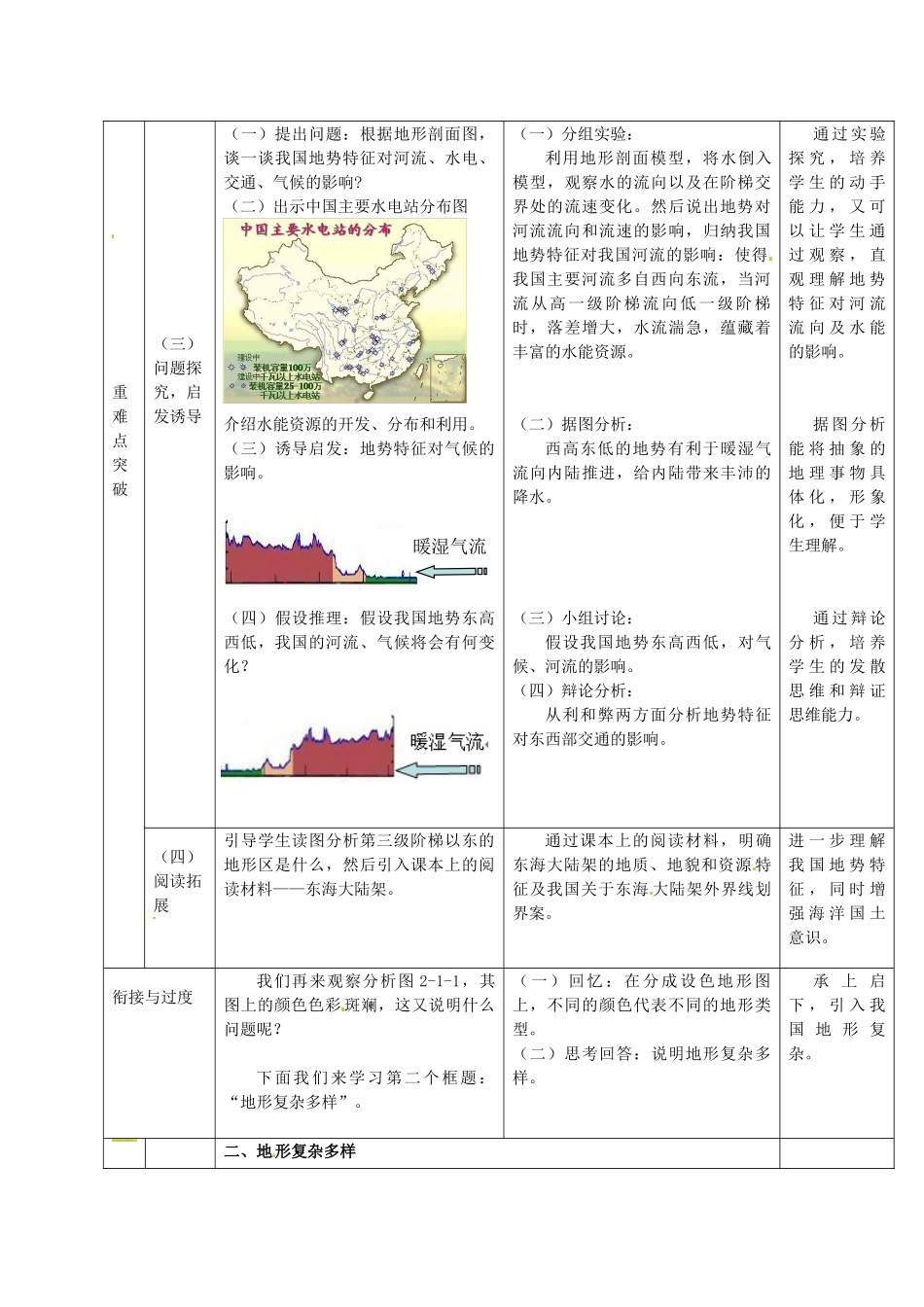 八年级地理上册 第2章 第1节 地形地势特征（第1课时）教案 （新版）商务星球版_第3页