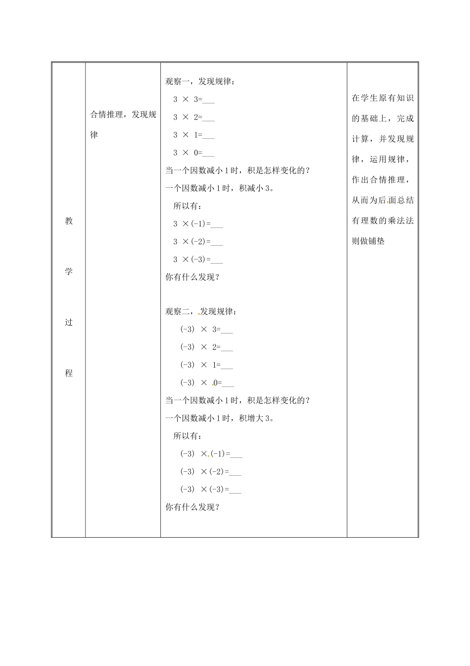 湖南省益阳市资阳区迎丰桥镇七年级数学上册 第一章 有理数 1.4 有理数的乘除法 1.4.1 有理数的乘法（第1课时）教案 （新版）新人教版-（新版）新人教版初中七年级上册数学教案_第3页