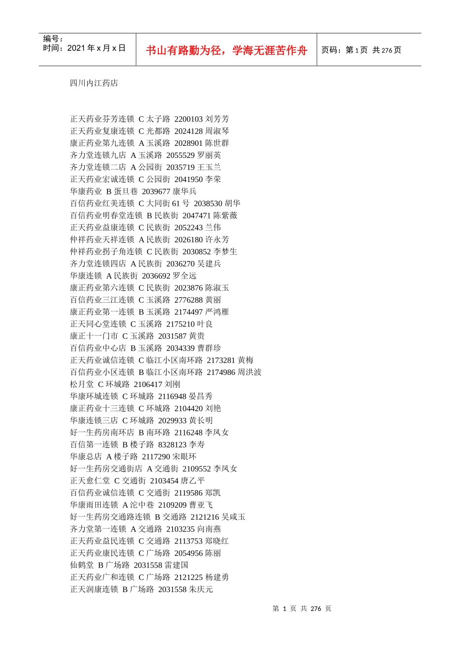 全国连锁药店大全_第1页