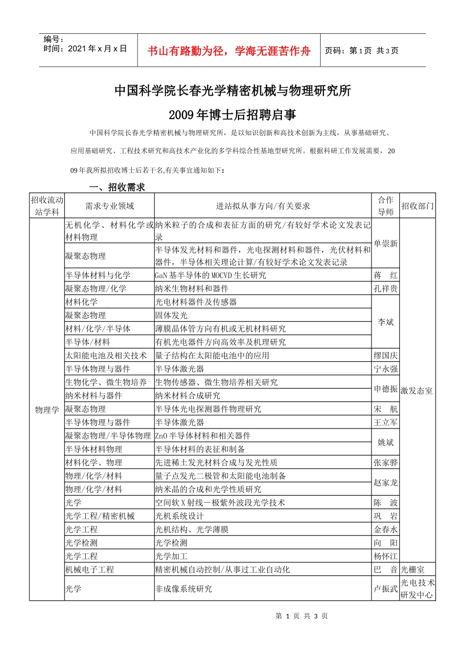 中国科学院长春光学精密机械与物理研究所doc-中国科学院_第1页