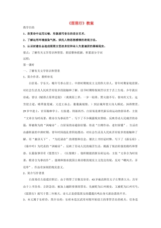 高中语文 《琵琶行（并序）》教案3 语文版必修2