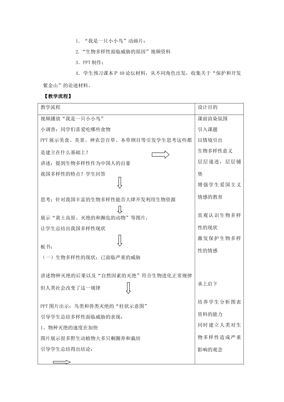 江苏省南京市第十七中学八年级生物上册《第5单元 第15章 第2节 保护生物多样性的艰巨使命》教案 苏教版_第2页