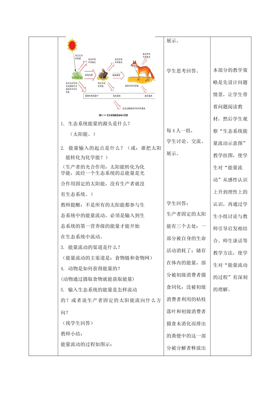 八年级生物下册 第6单元 第2章 第3节 能量流动和物质循环（第1课时）教案2 济南版_第3页