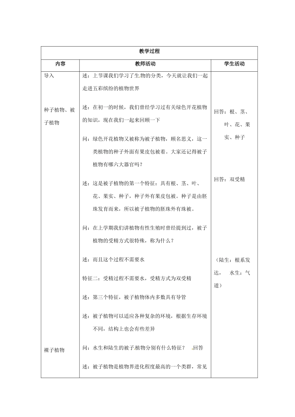 江苏省东台市唐洋镇中学八年级生物上册《22.2 五彩缤纷的植物世界》教案 苏教版_第2页