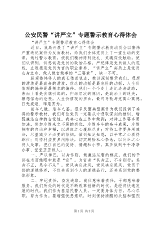 公安民警“讲严立”专题警示教育心得体会