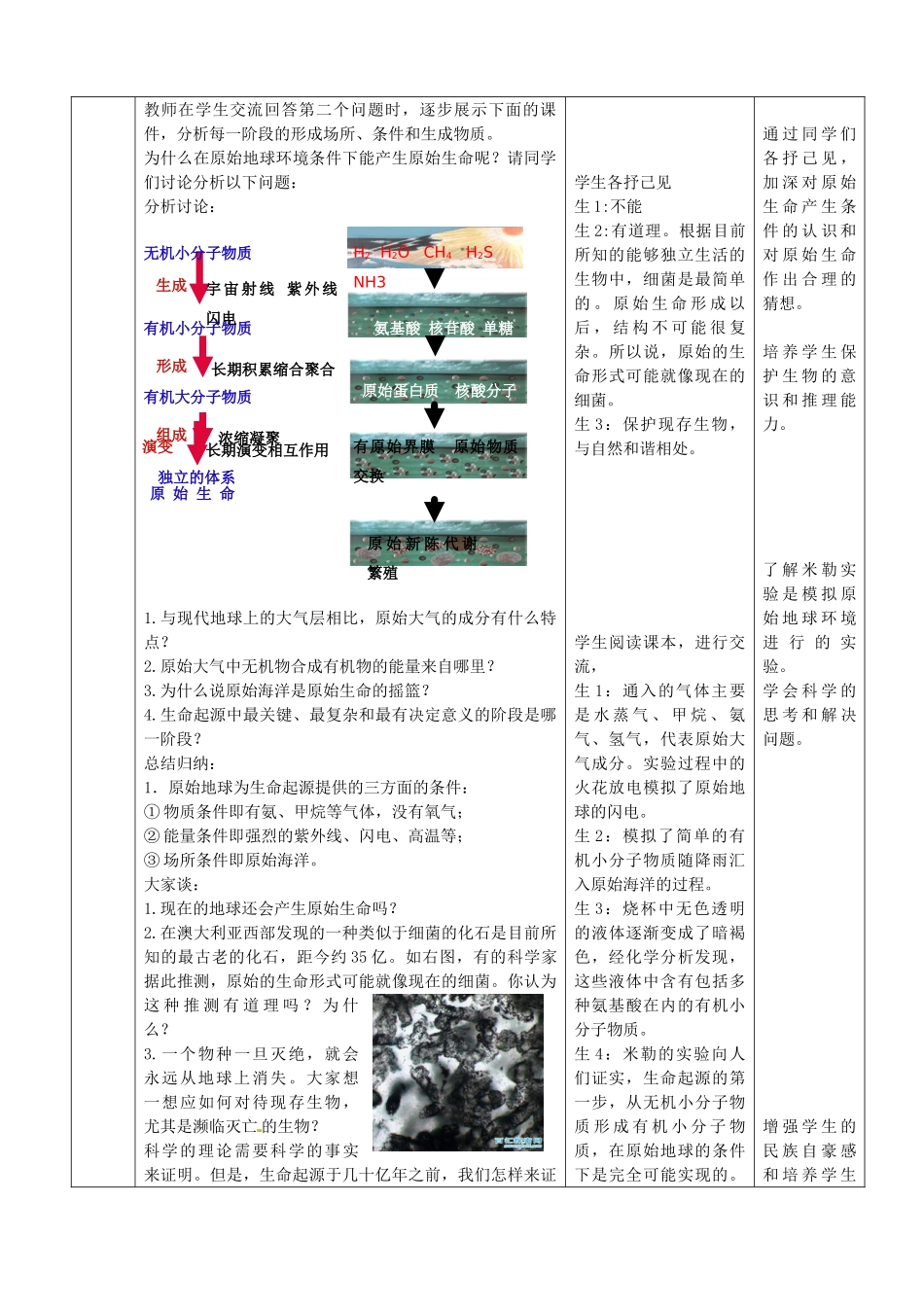 八年级生物下册 第5单元 第1章 第1节 生命的起源教案1 济南版 (2)_第3页