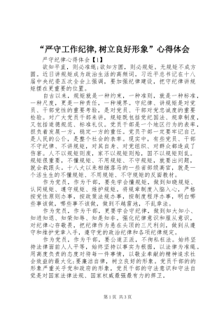 “严守工作纪律,树立良好形象”心得体会