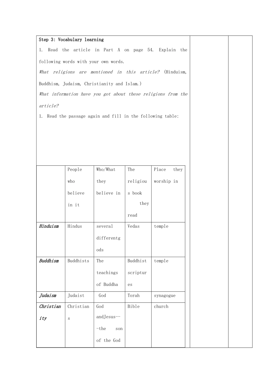 高中英语 Unit 4《Behind beliefs-Word power》教案1 牛津译林版选修9_第2页