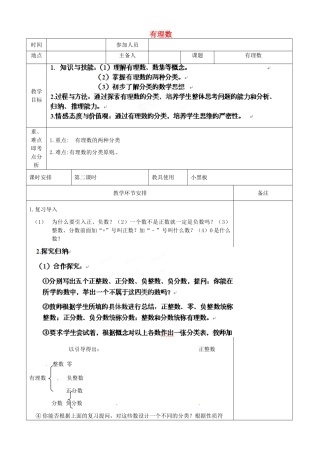 河南省洛阳市下峪镇初级中学七年级数学《有理数》教案2