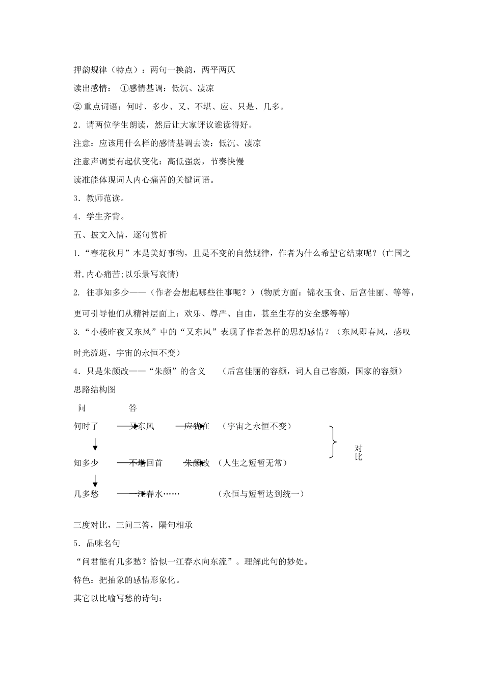 高中语文 虞美人教案4 苏教版必修4-苏教版高一必修4语文教案_第3页