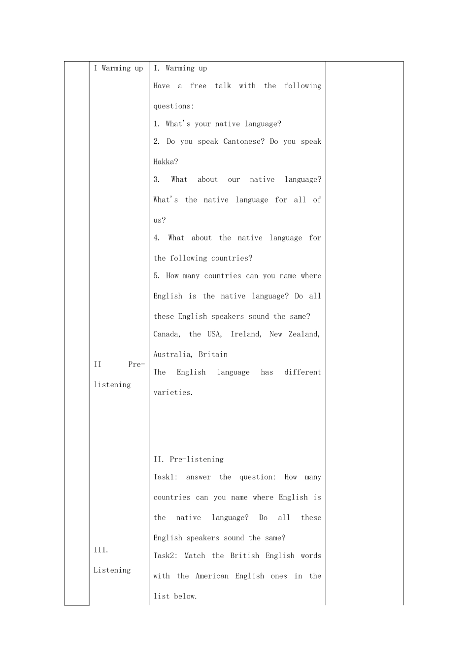 高中英语 Unit 19 Language Lesson 2 Varieties of English教案 北师大版选修7-北师大版高二选修7英语教案_第2页