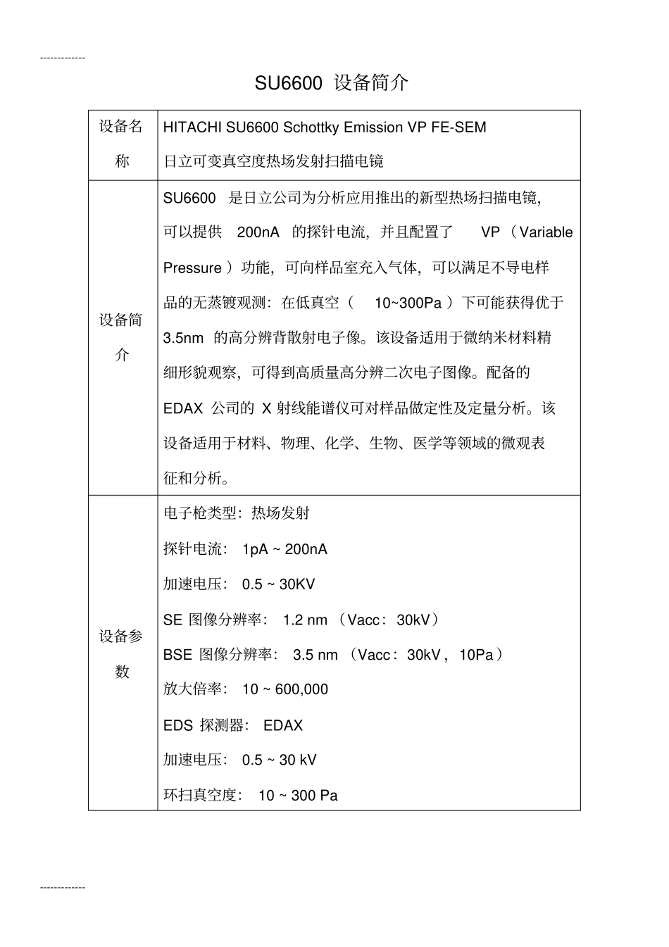 (整理)Hitachi-SU6600FESEM设备简介_第1页