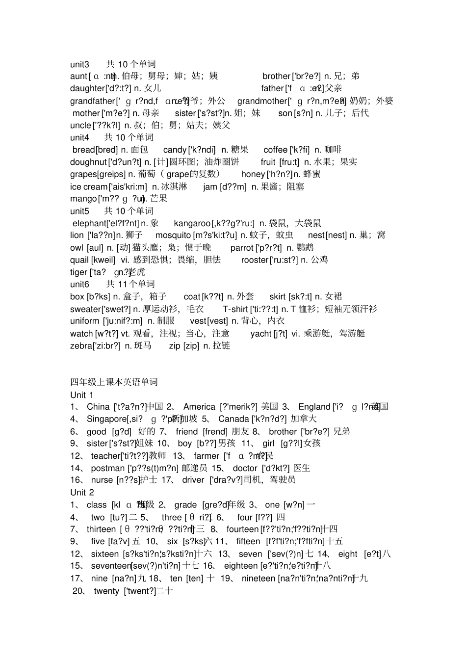 人教精通版小学英语3-6年级单词词汇表_第2页