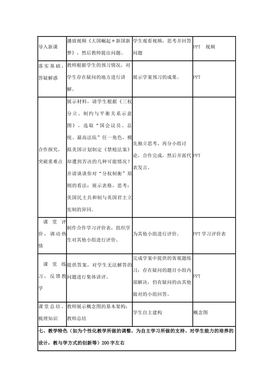 高中历史 第9课 北美大陆上的新体制教案32 岳麓版必修1-岳麓版高一必修1历史教案_第3页