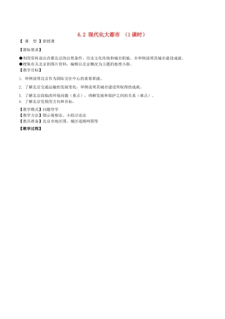八年级地理下册 6.2 现代化大都市教案 商务星球版
