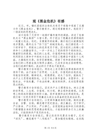 观《黑金危机》有感